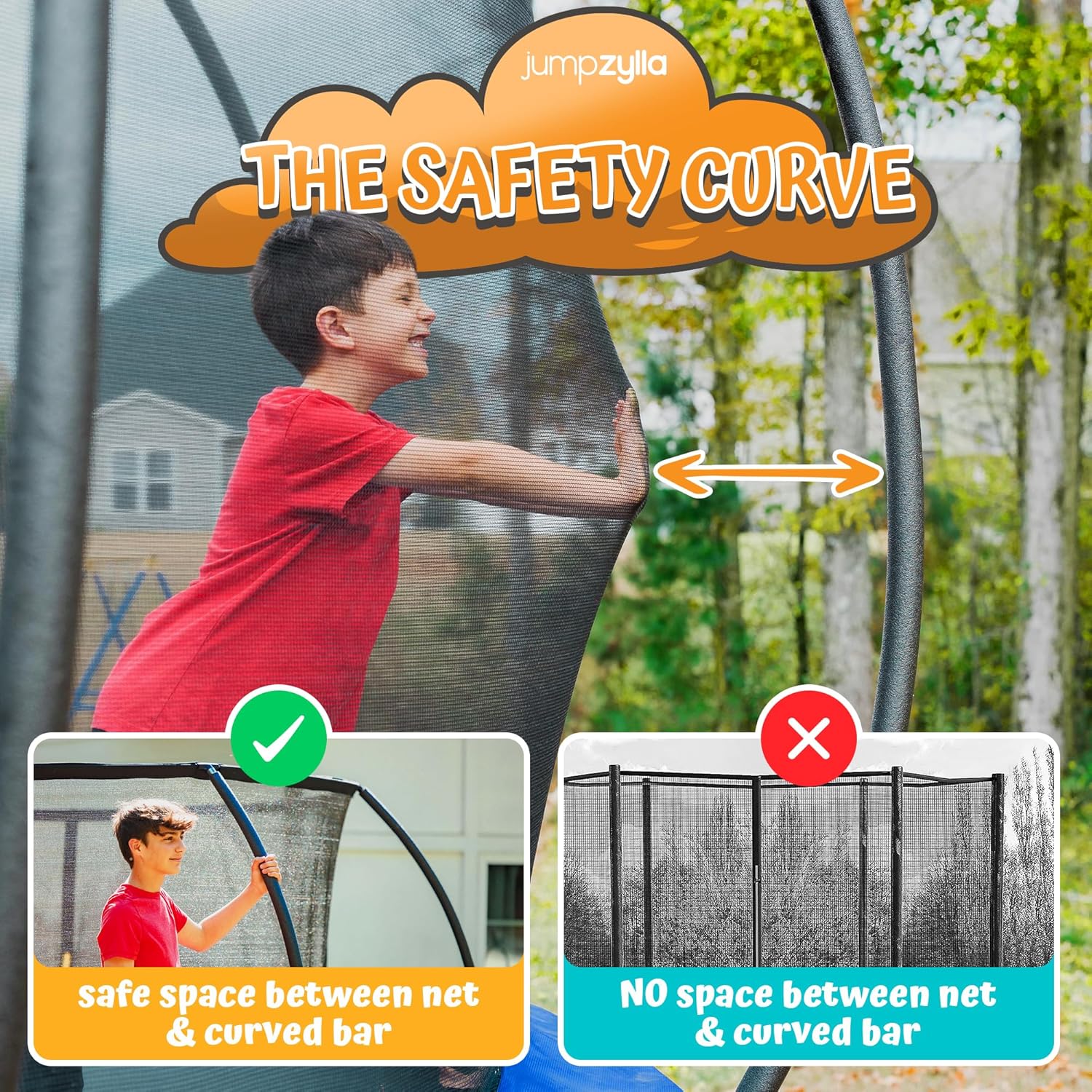 JUMPZYLLA Trampoline Outdoor 8FT 10FT 12FT 14FT 15FT 16FT with Enclosure and Ladder, ASTM Approved Recreational Trampoline for Kids and Adults, Anti-Rust Coated Frame