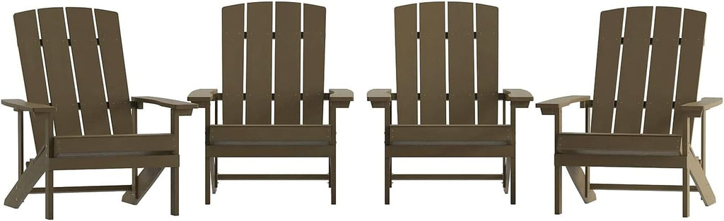 Flash Furniture Charlestown Commercial Grade Indoor/Outdoor Adirondack Chair, Weather Resistant Durable Poly Resin Deck and Patio Seating, Green