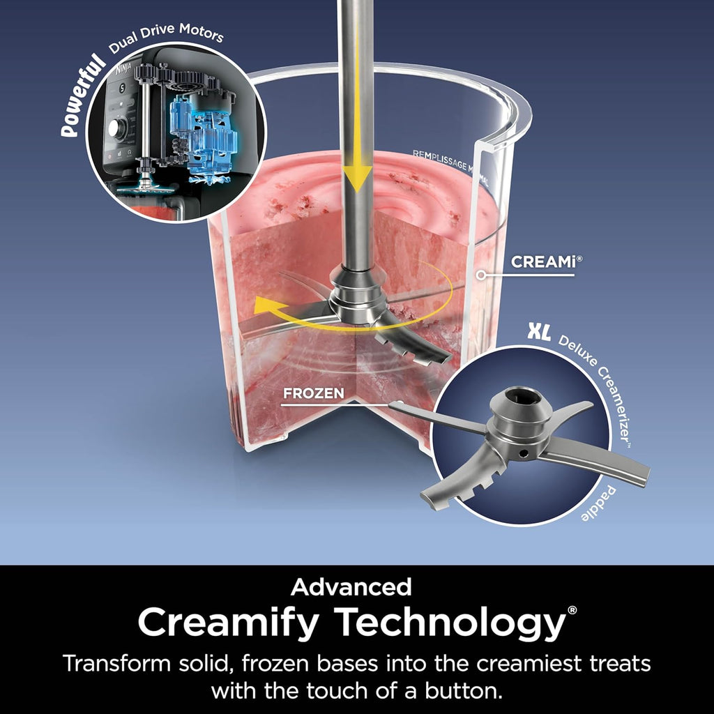 Ninja CREAMi Deluxe Ice Cream & Frozen Treat Maker for Ice Cream, Sorbet, Milkshakes, Frozen Yogurt, & More, 11-in-1, XL Capacity, Silver, Includes (2) Family-Sized 24 oz. Tubs, NC501