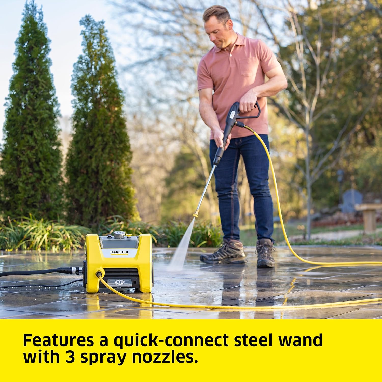 Electric Karcher Pressure Washer K1700, Max 2125 PSI, 3 Spray Nozzles, Detergent Tank, For Cars, Driveways, Siding, Patios, 1.46 max. GPM