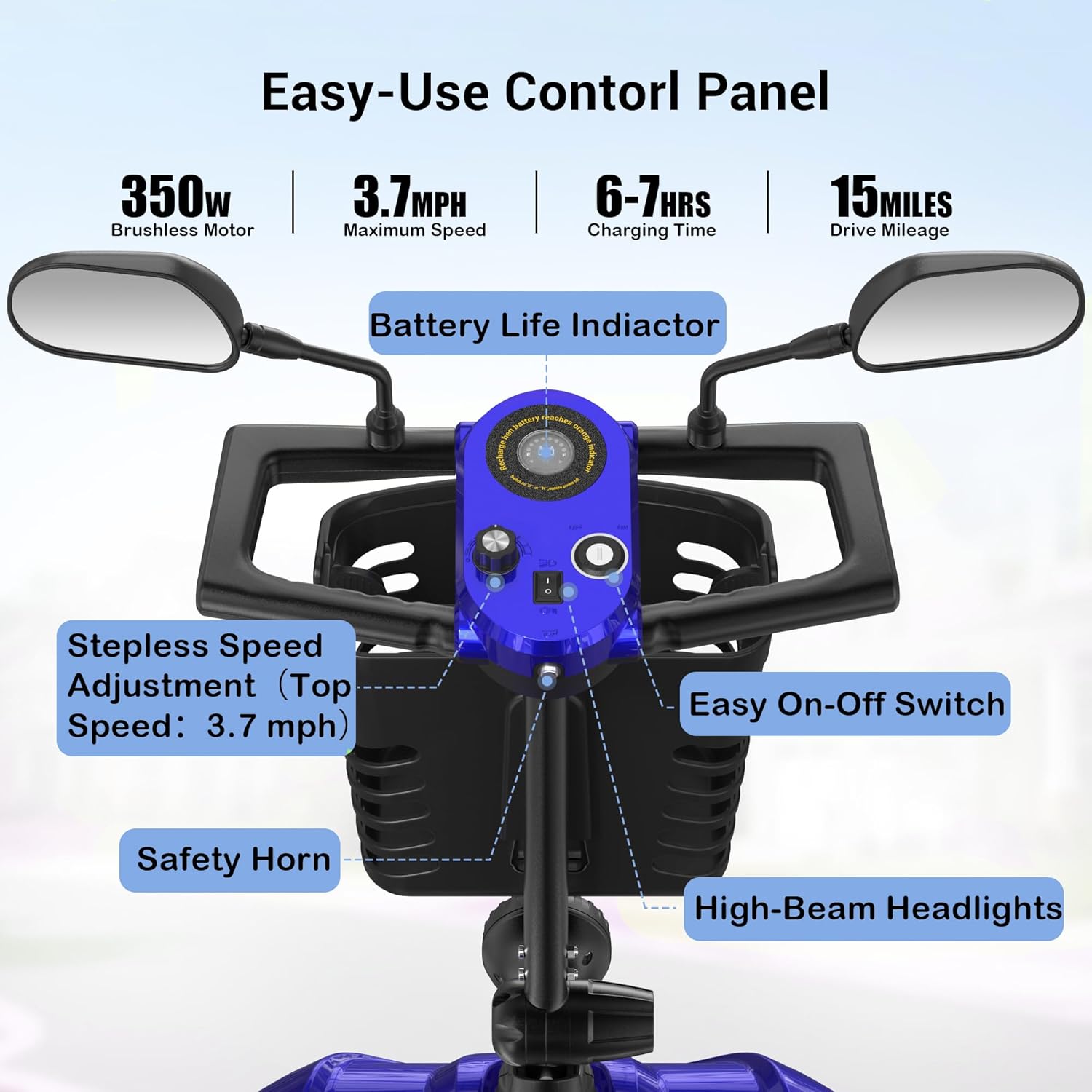 4-Wheel Mobility Scooter for Seniors, Foldable Electric Scooter, Lightweight Powered Electric Wheelchair, Compact Heavy Duty Scooter with Electromagnetic Brake, Rotating Seat, 350LBS Capacity-Red
