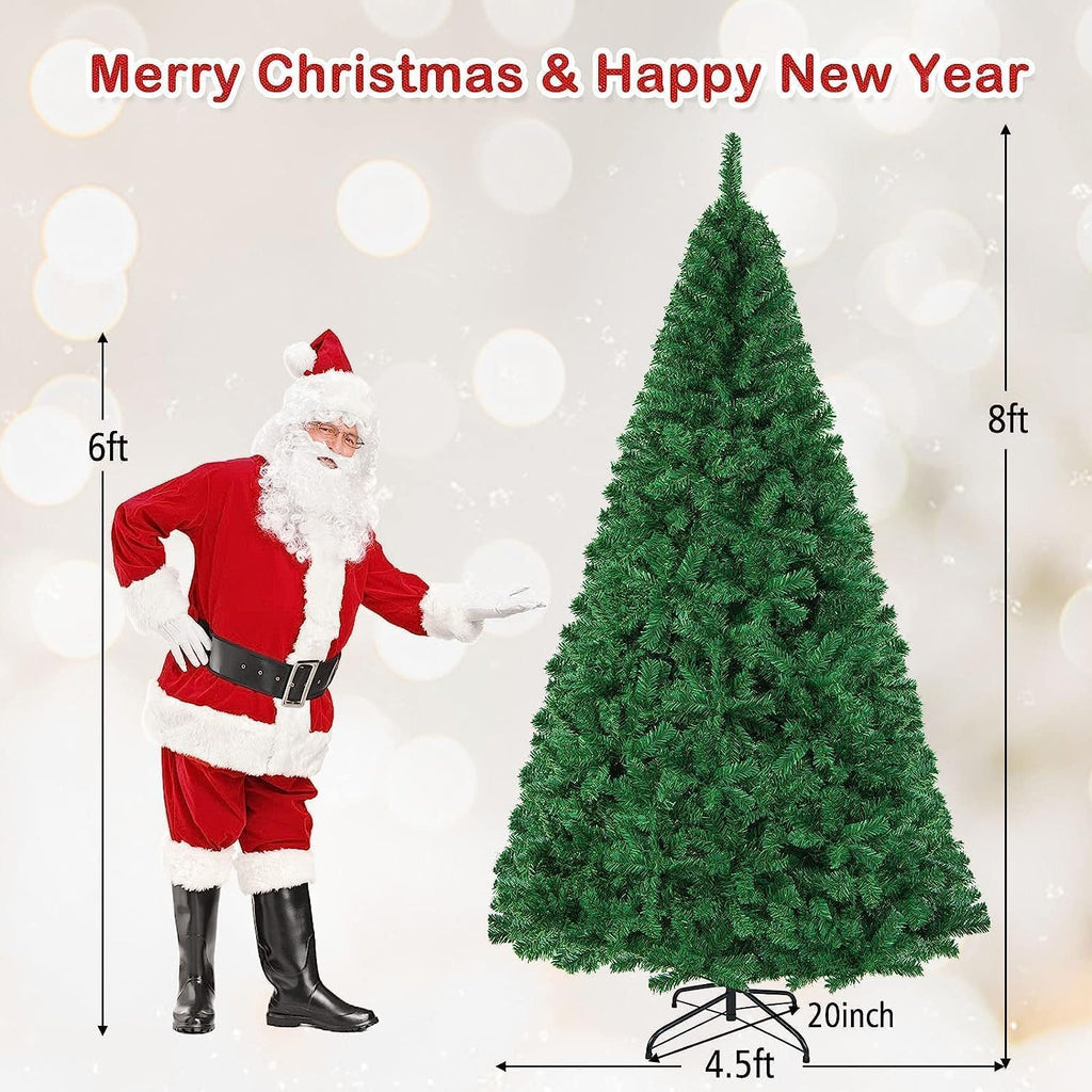 Goplus 7ft Artificial White Christmas Tree Xmas Pine Tree with Solid Metal Legs Perfect for Indoor and Outdoor Holiday Decoration