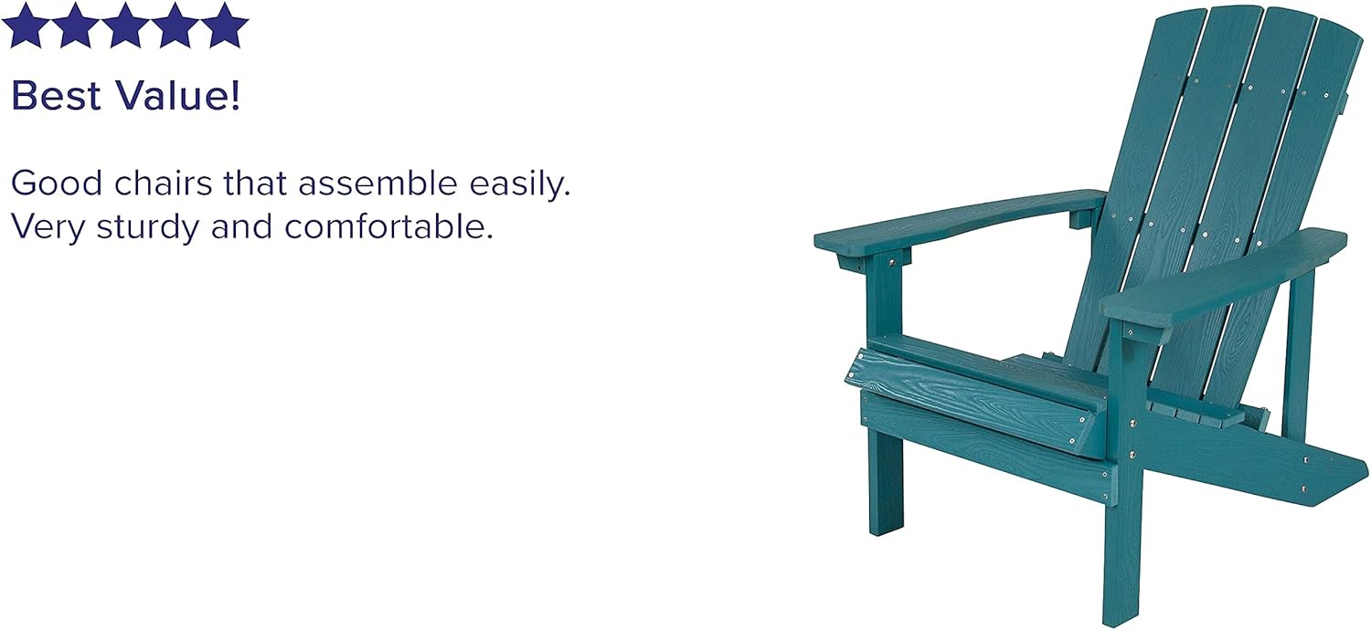 Flash Furniture Charlestown Commercial Grade Indoor/Outdoor Adirondack Chair, Weather Resistant Durable Poly Resin Deck and Patio Seating, Green