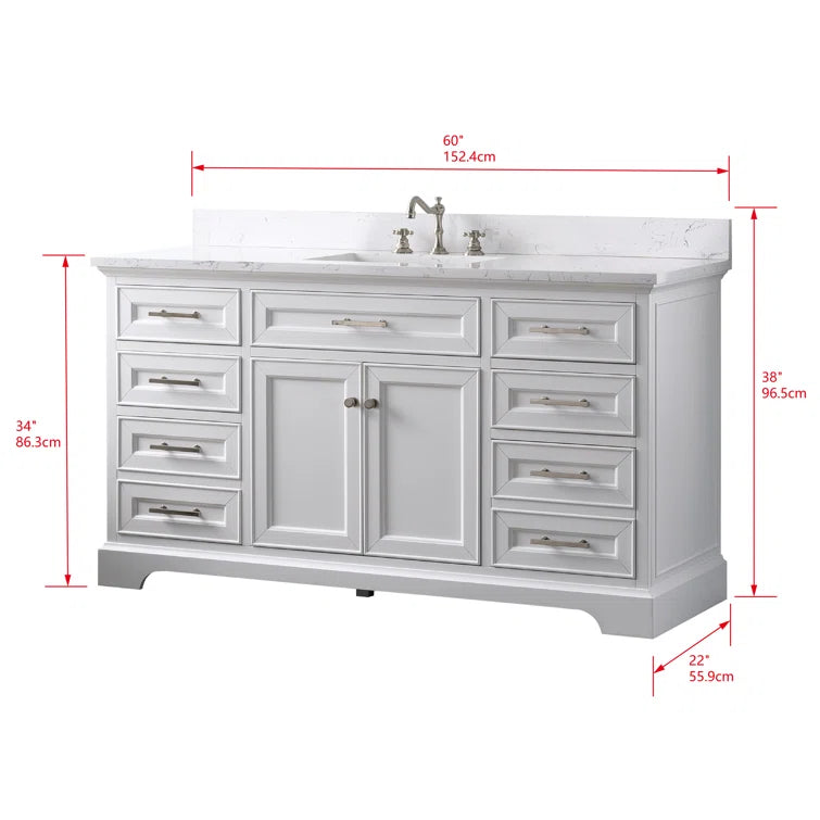 Annaline 60'' Single Bathroom Vanity with Engineered Stone Top