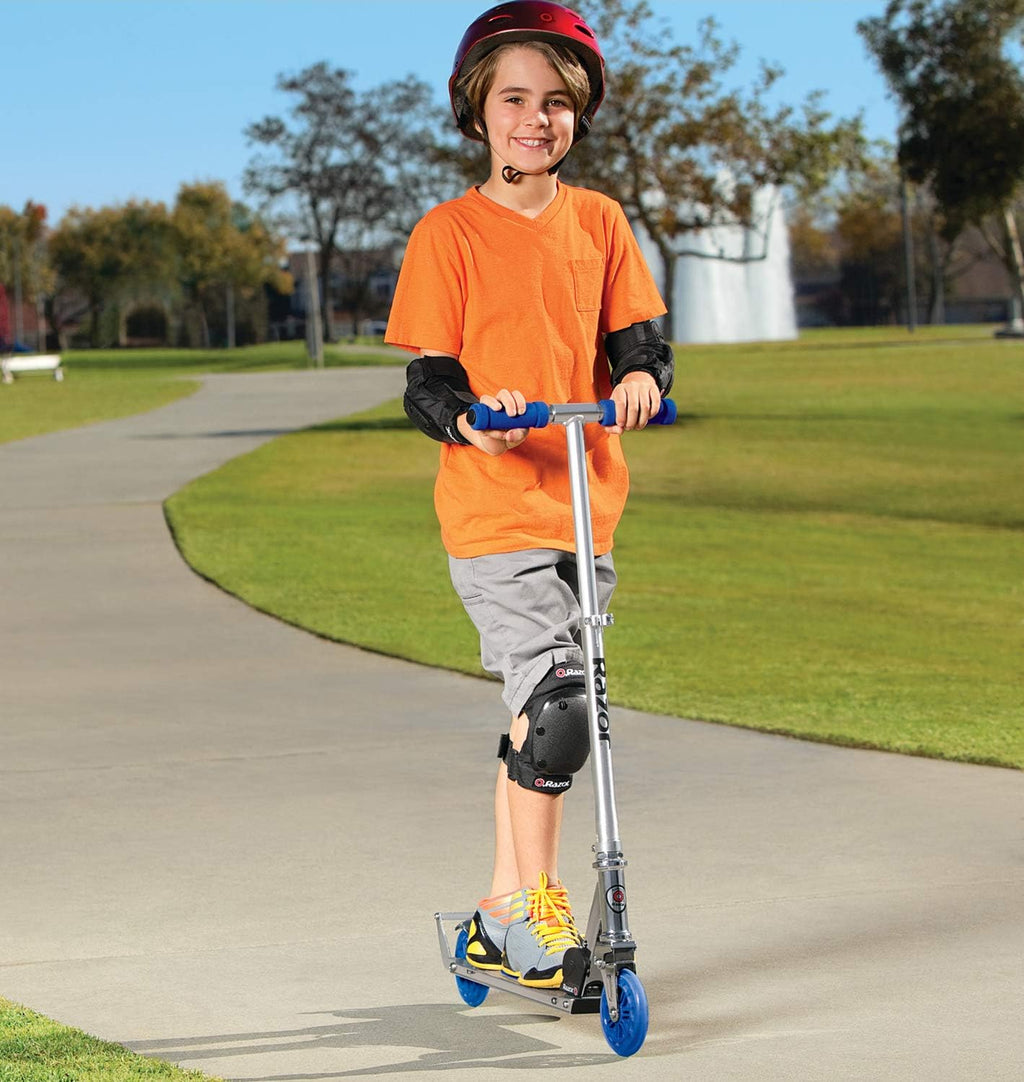 Razor A5 Lux Kick Scooter for Kids Ages 8+ - 8" Urethane Wheels, Anodized Finish Featuring Bold Colors and Graphics, for Riders up to 220 lbs