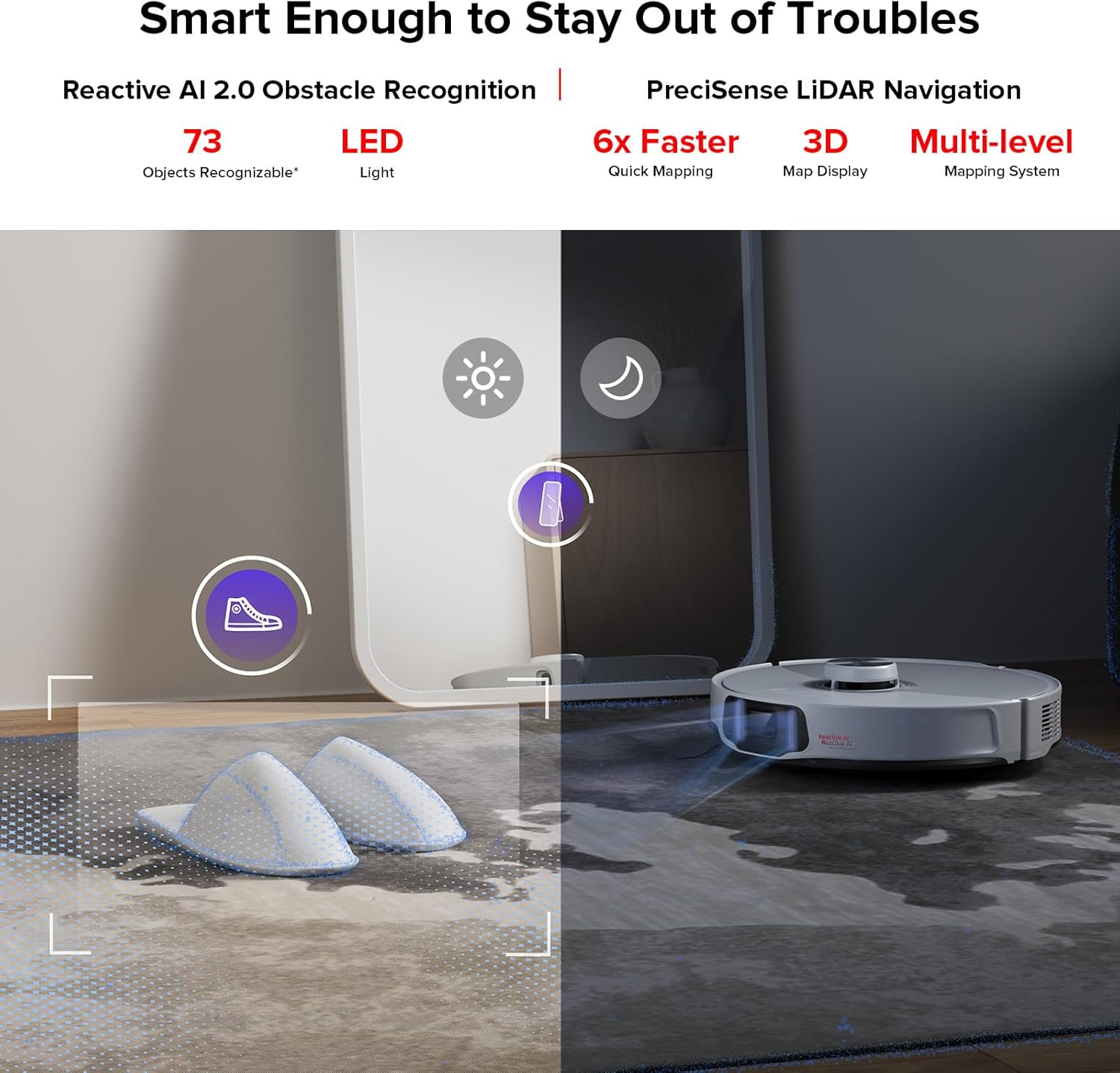 roborock S8 MaxV Ultra Robot Vacuum & Sonic Mop, 10000 Pa Suction, Corner to Edge Deep Cleaning, Hot Air Self-Drying, Auto Empty & Refill, Detergent Dispenser, Obstacle Avoidance, Black