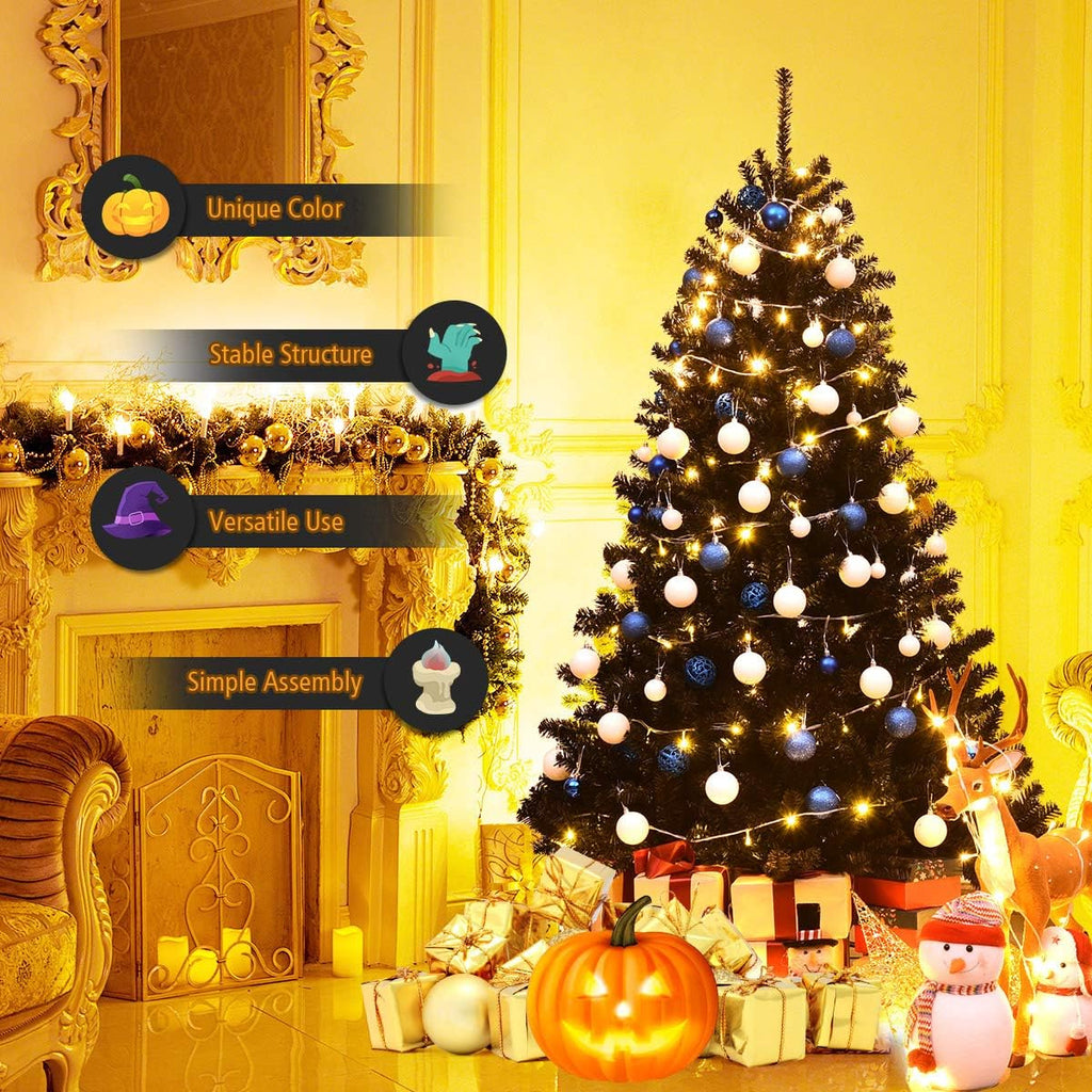 Goplus 7ft Artificial White Christmas Tree Xmas Pine Tree with Solid Metal Legs Perfect for Indoor and Outdoor Holiday Decoration