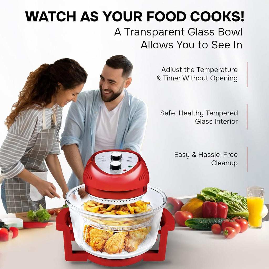Large Air Fryer Oven – Large Halogen Oven Cooker with 50+ Air Fryers Recipe Book for Quick + Easy Meals for Entire Family, AirFryer Oven Makes Healthier Crispy Foods