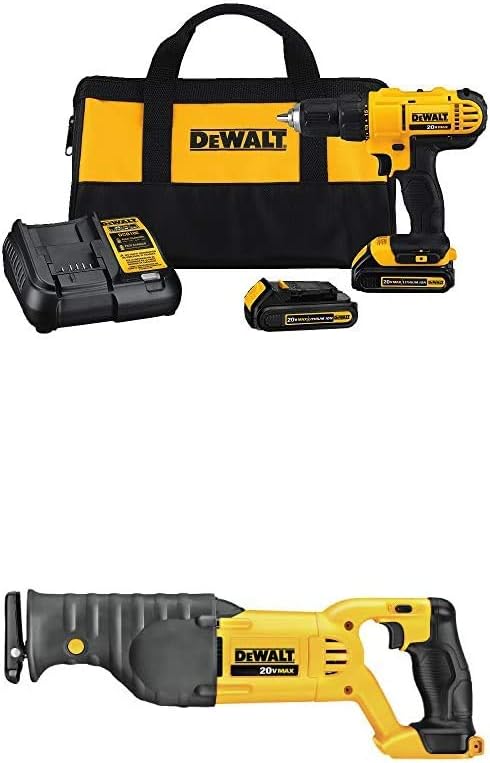 Dewalt DCD771C2 20V MAX Cordless Lithium-Ion 1/2 inch Compact Drill Driver Kit and 4-1/2” grinder (Tool Only)