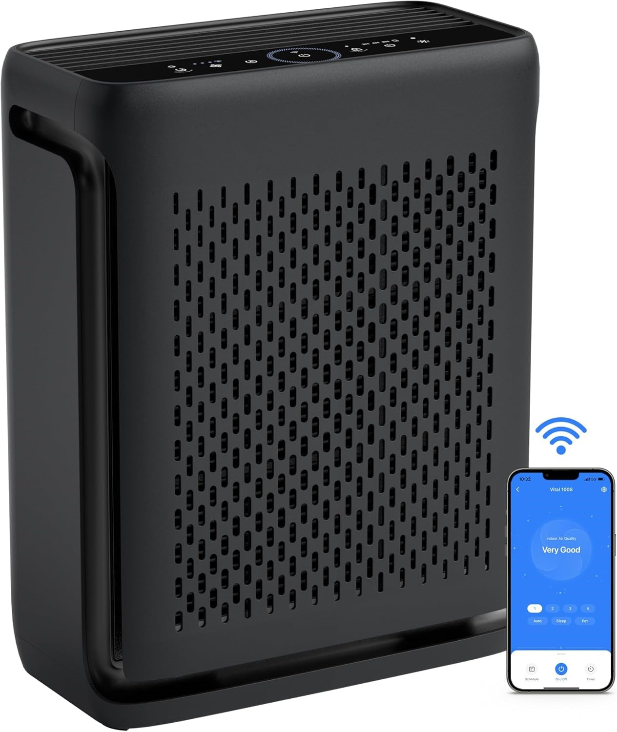 Air Purifiers for Home Large Room Bedroom Up to 1110 Ft² with Air Quality and Light Sensors, Smart WiFi, Washable Filters, HEPA Sleep Mode for Pets, Allergies, Dust, Pollen, Vital 100S-P, White