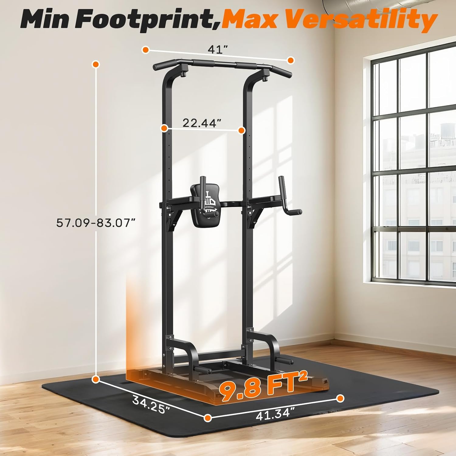 Sportsroyals Pull Up Bar Dip Station Power Tower Assistive Trainer Multi-Function Home Gym Strength Training Fitness Equipment 450LBS