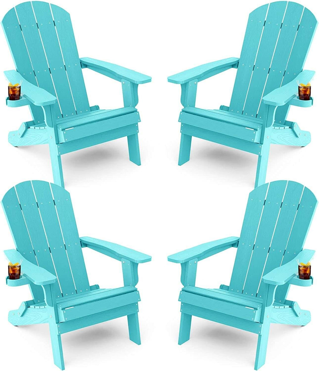 Weather Resistant Blue Recycled Plastic Outdoor Patio Chair (Set of 4)