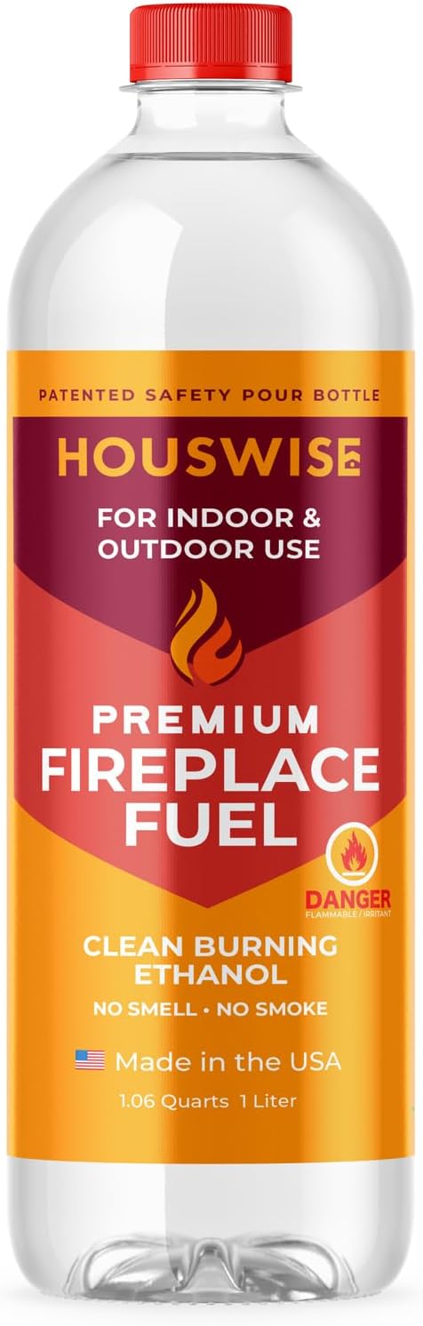 Bio Ethanol Fireplace Fuel 12 x 1 Liter - Bioethanol Fuel Tabletop Fire Pit, Bio Ethanol Fuel for Table Top Fire Pit & Ethanol Fireplaces - Made in USA