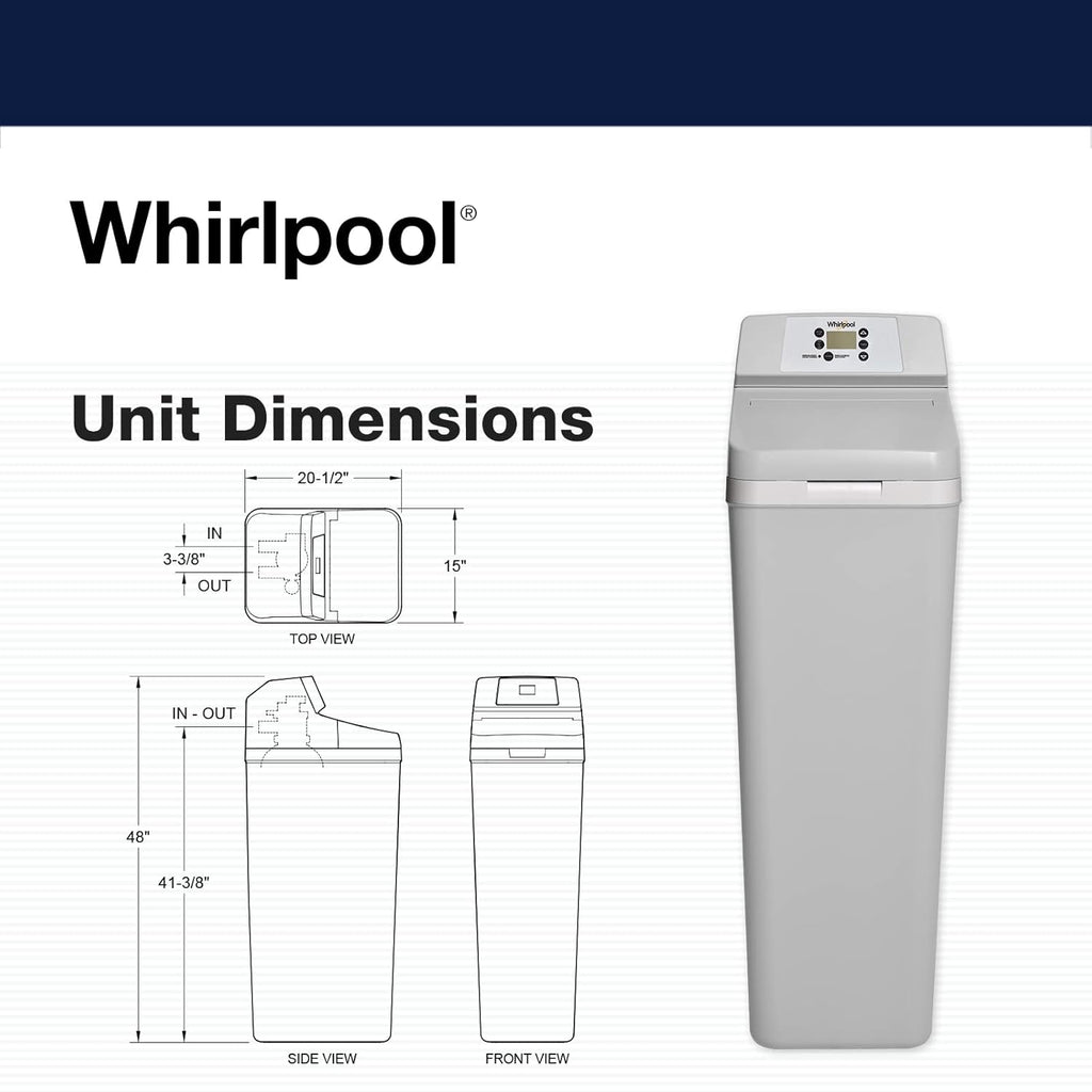 Whirlpool Hybrid Water Softener & Whole House Filtration System (WHESFC) | NSF Certified | Salt-Saving Tech | Removes Chlorine, Hard Water, and Contaminants