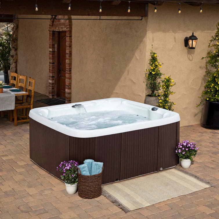Lifesmart Spas 230 Volt 7 - Person 65 - Jet Square Hot Tub with Ozonator in Espresso