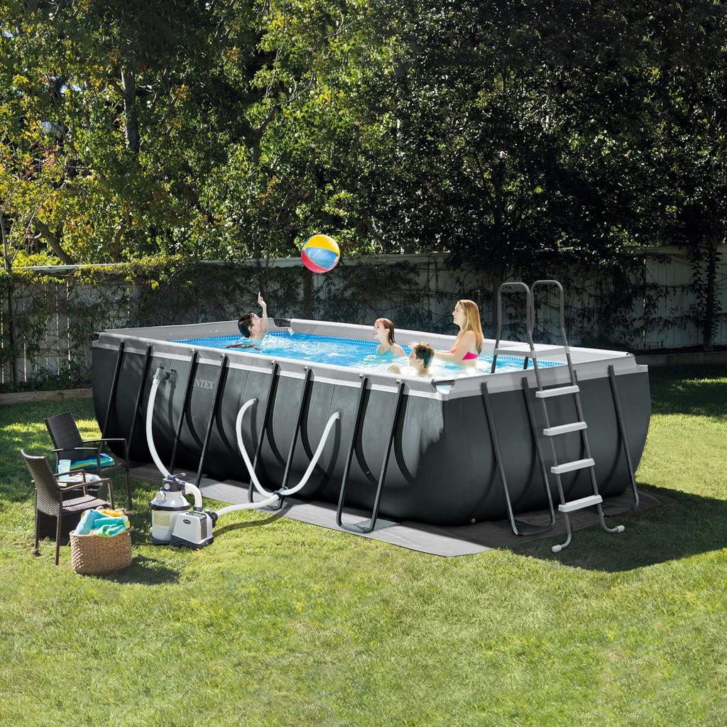 Intex 18' x 9' x 52" Ultra XTR Rectangular Frame Swimming Pool Set with Pump - Above Ground Backyard Large Rectangle Pool with 45-Inch Deep Water