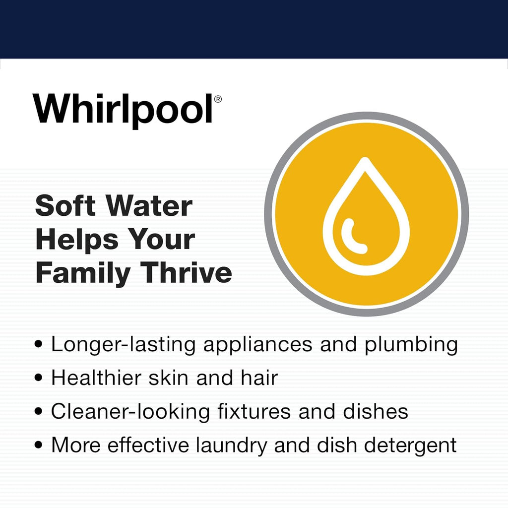 Whirlpool Hybrid Water Softener & Whole House Filtration System (WHESFC) | NSF Certified | Salt-Saving Tech | Removes Chlorine, Hard Water, and Contaminants