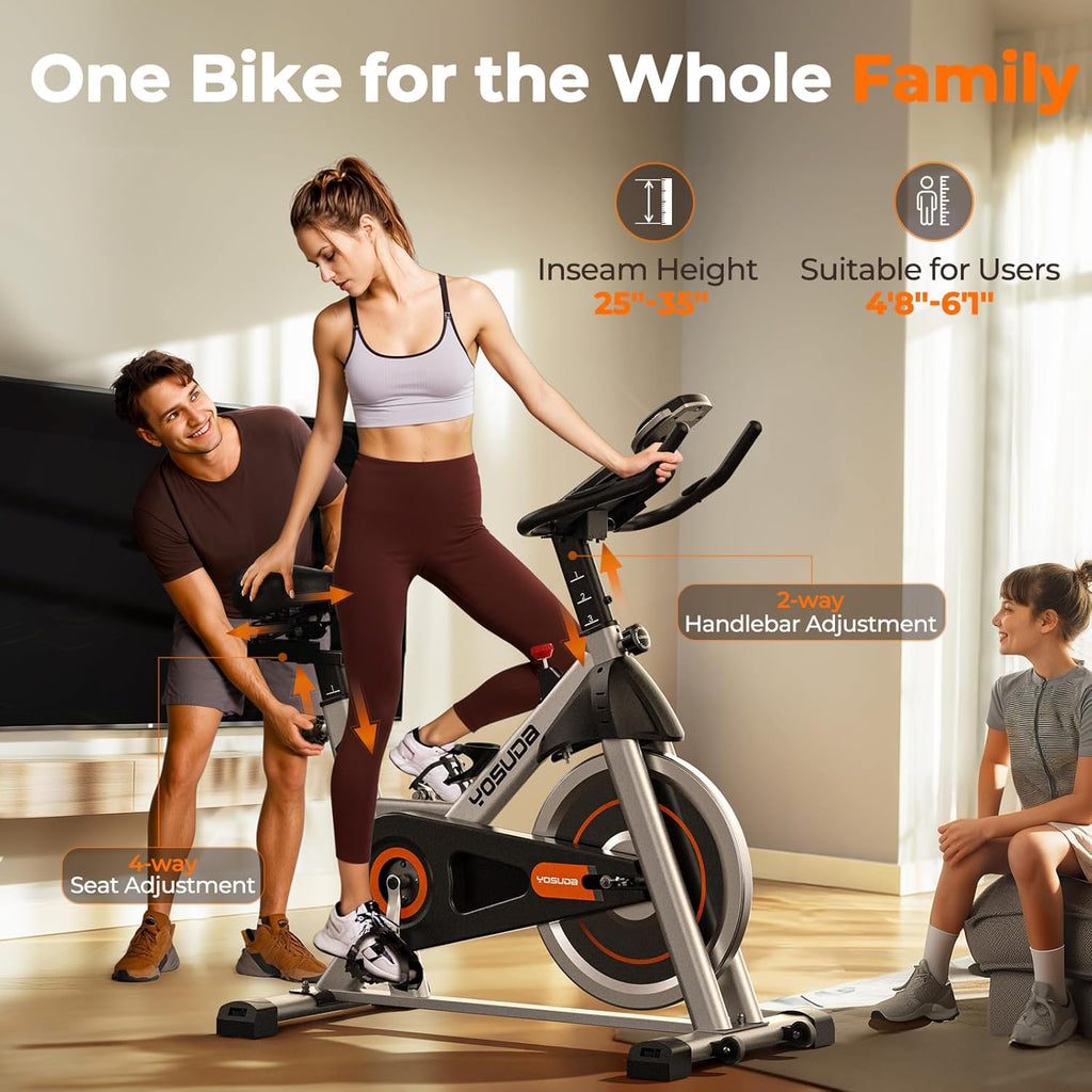 YOSUDA Exercise Bike, Brake Pad Stationary Bike for Home with Exclusive App, Magnetic Indoor Cycling Bike with 300 lb Weight Capacity, Low Noise, Tablet Holder and Fitness Courses for Weight Loss