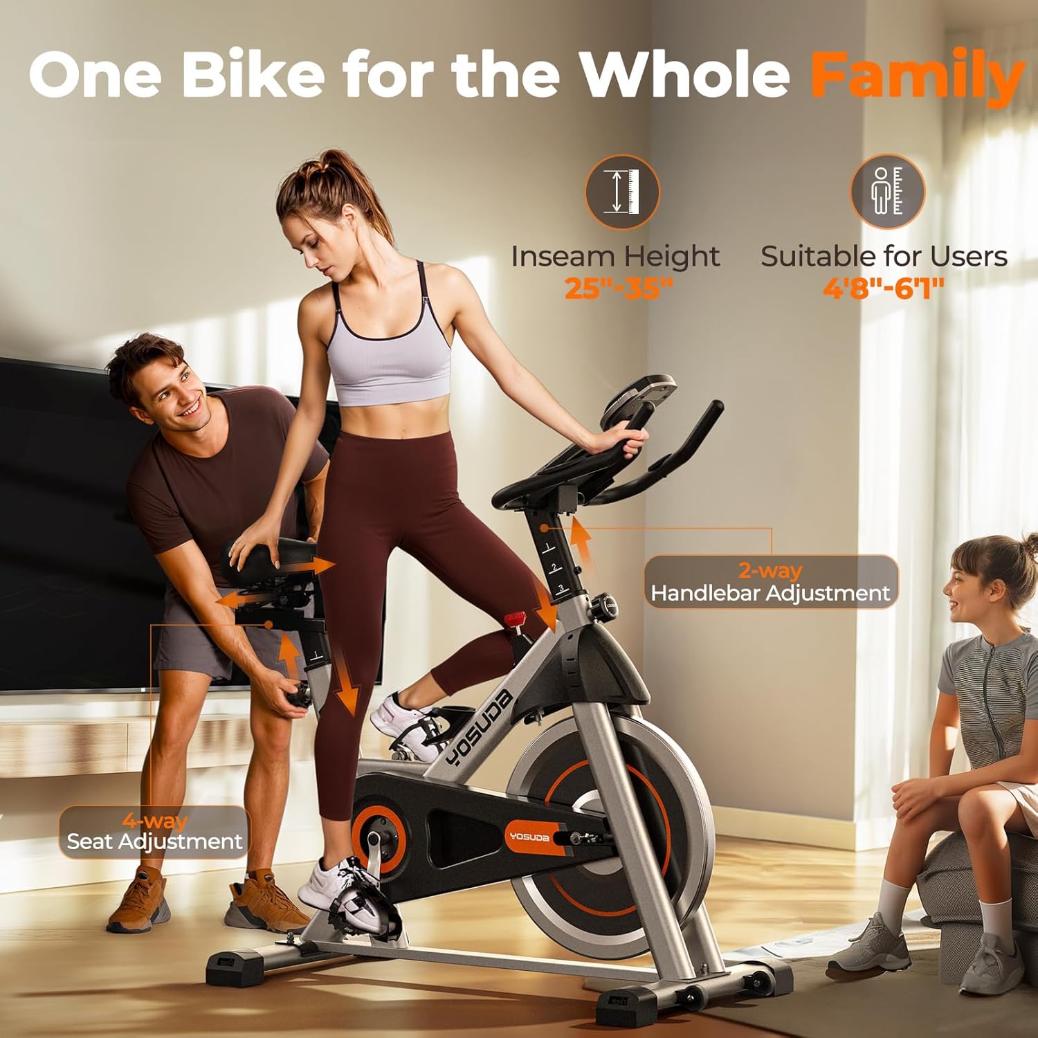 YOSUDA Exercise Bike, Brake Pad Stationary Bike for Home with Exclusive App, Magnetic Indoor Cycling Bike with 300 lb Weight Capacity, Low Noise, Tablet Holder and Fitness Courses for Weight Loss