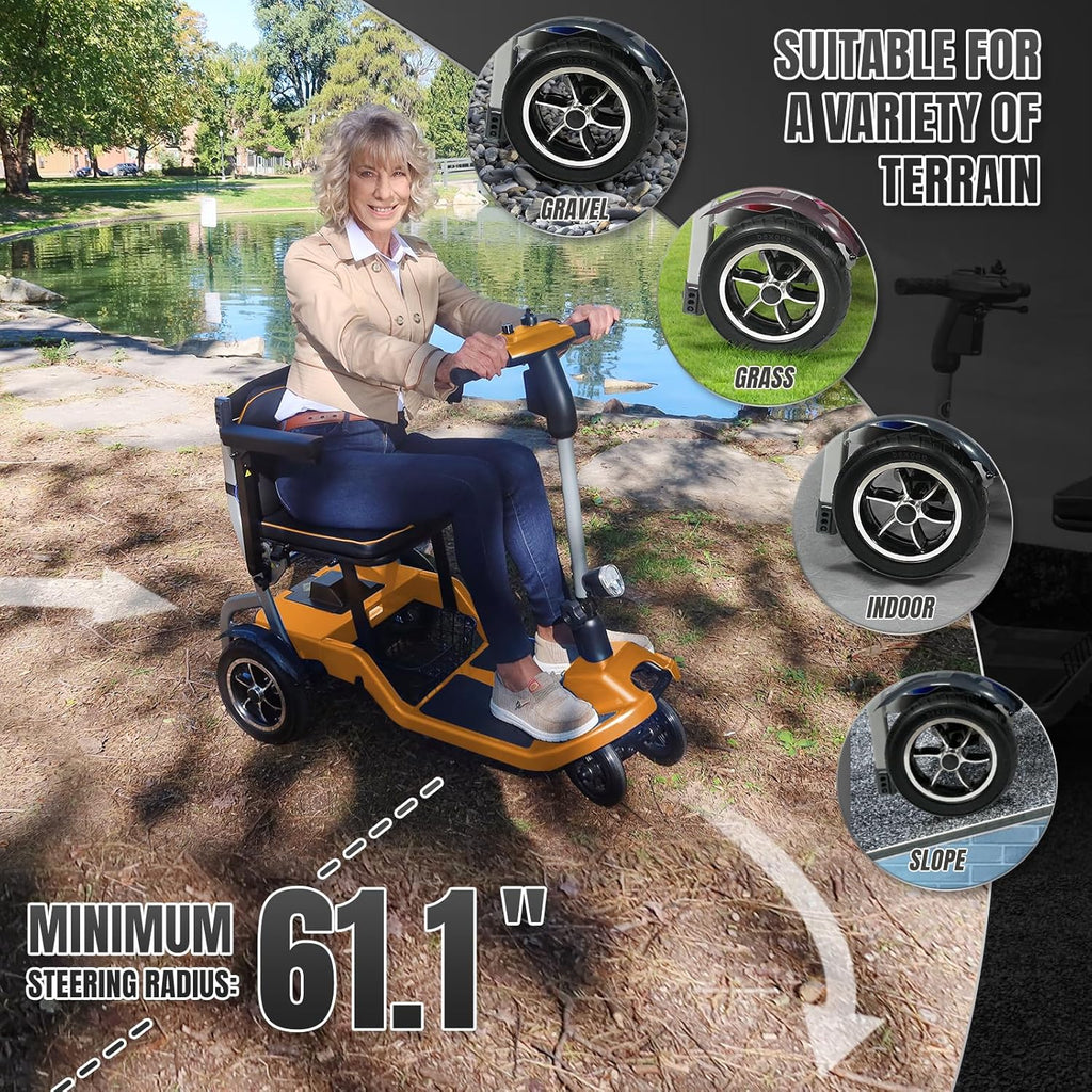 R3b-Mobility Scooters for Seniors Adults Ultra Lightweight Electric Powered Folding 4 Wheel Mobility Scooter with Headlight Cup Holder, Compact & Convenient for Travel Airline Approved, Blue