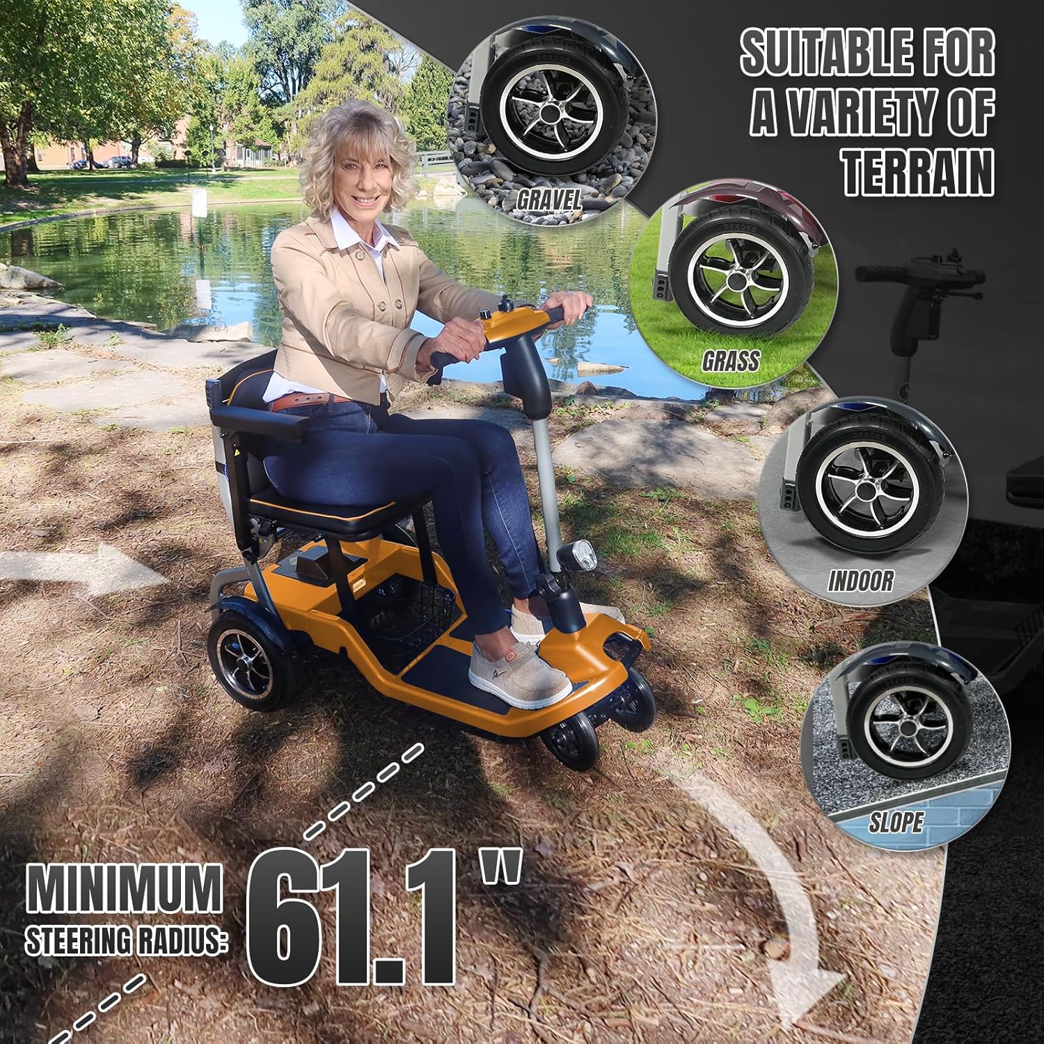 R3b-Mobility Scooters for Seniors Adults Ultra Lightweight Electric Powered Folding 4 Wheel Mobility Scooter with Headlight Cup Holder, Compact & Convenient for Travel Airline Approved, Blue