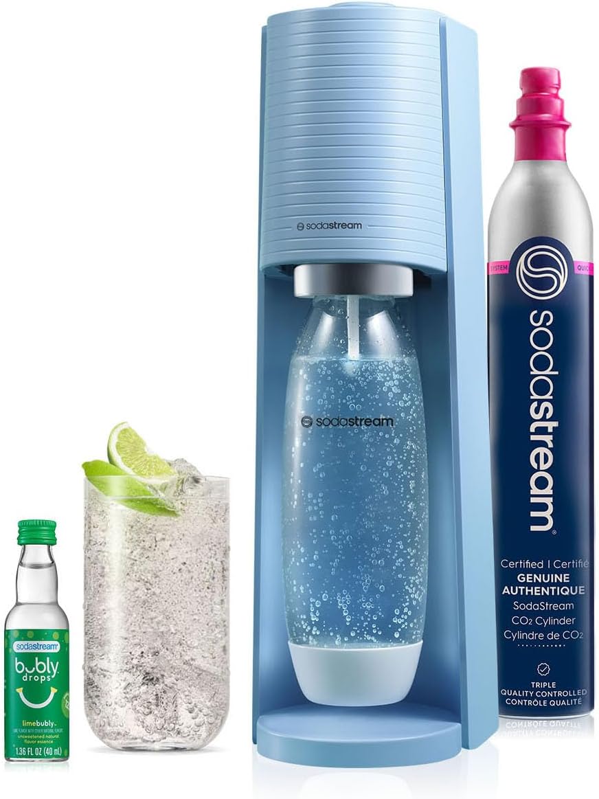 SodaStream Terra Sparkling Water Maker Bundle in Black - includes 3-Pack CO2 and Carbonating Bottle