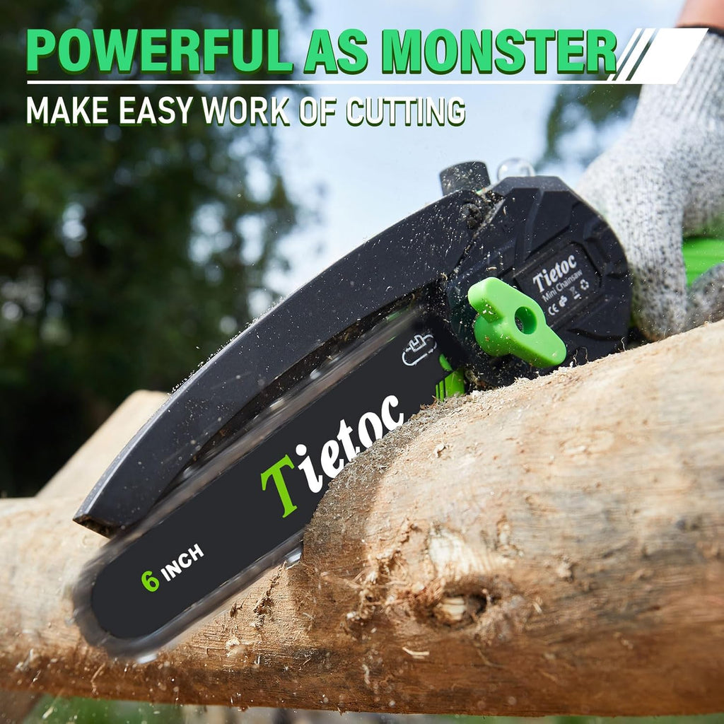 Tietoc Mini Chainsaw 6 Inch Cordless, Portable Electric Chain Saw Small Handheld Battery Powered Super Saws, Stocking Stuffers Christmas Gifts for Men Women, Birthday Mens Gift for Dad Fathers Husband