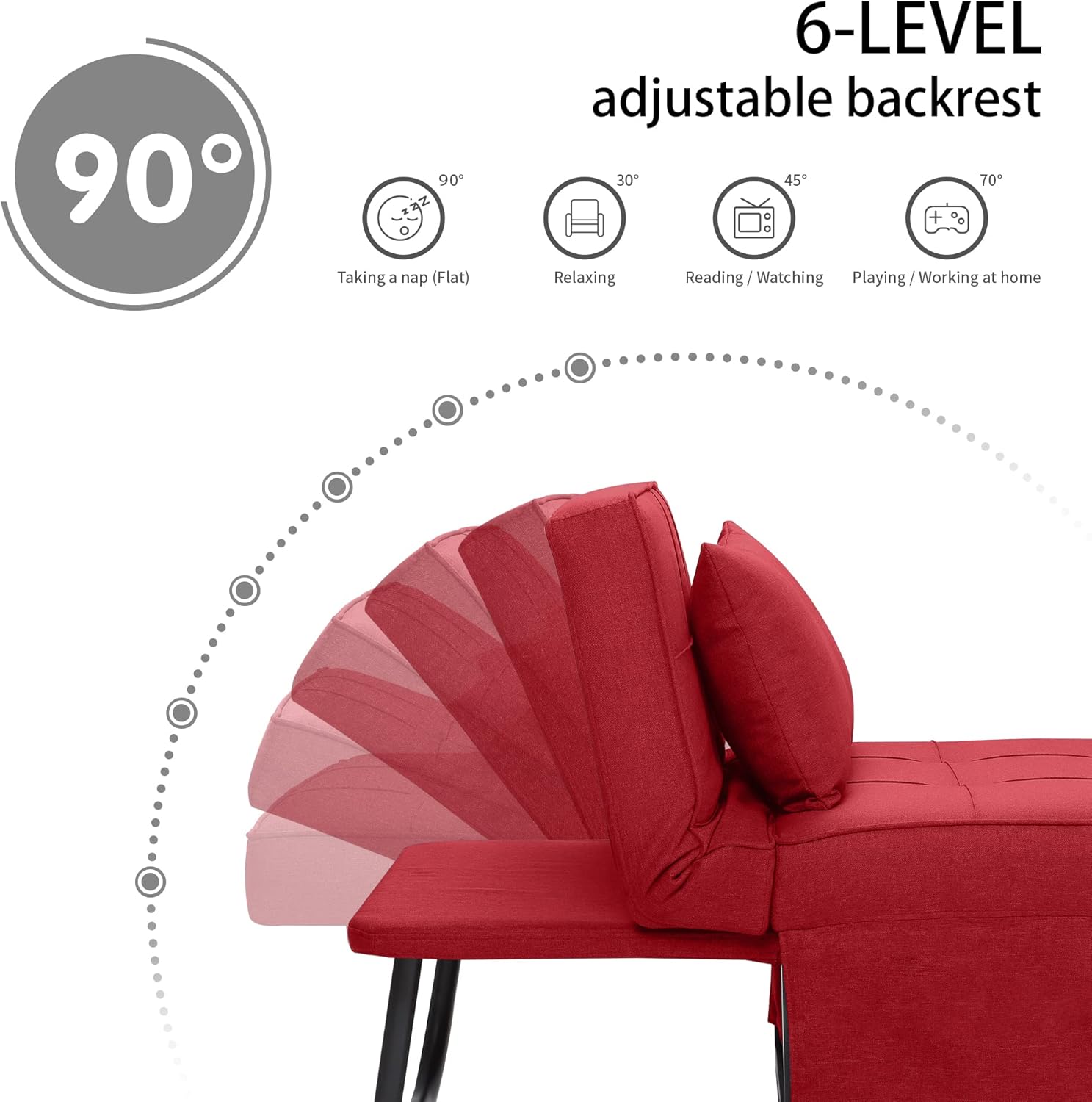 Sofa Bed, 4 in 1 Multi-Function Folding Ottoman Breathable Linen Couch Bed with Adjustable Backrest Modern Convertible Chair for Living Room Apartment Office