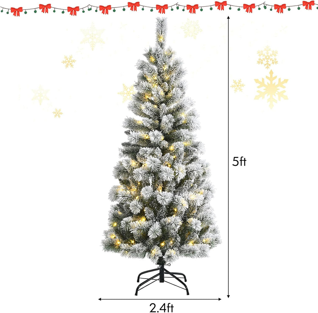 Goplus 7ft Artificial White Christmas Tree Xmas Pine Tree with Solid Metal Legs Perfect for Indoor and Outdoor Holiday Decoration