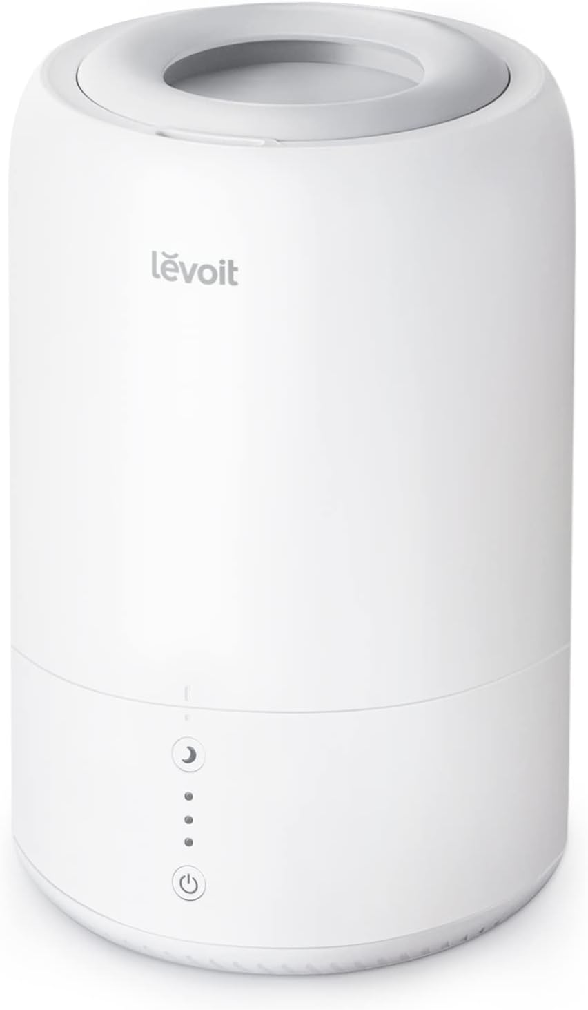 LEVOIT 6L Smart Warm and Cool Mist Humidifiers for Home Bedroom, 60H Runtime and Auto Customized Humidity for Large room, Schedule, Easy Top Fill, Essential Oil Diffuser, Whisper-Quiet, Handle, Black