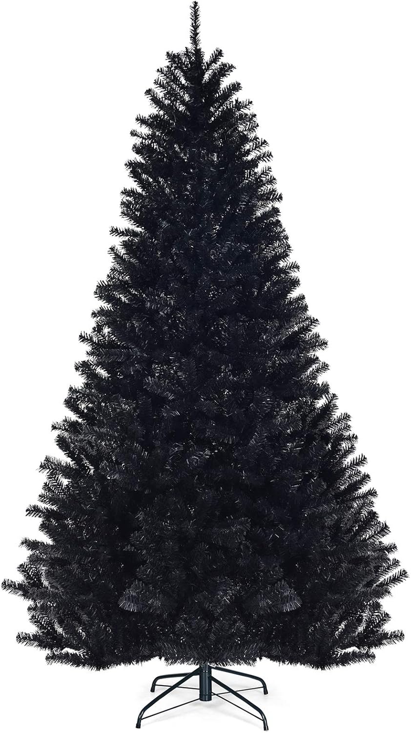 Goplus 7ft Artificial White Christmas Tree Xmas Pine Tree with Solid Metal Legs Perfect for Indoor and Outdoor Holiday Decoration