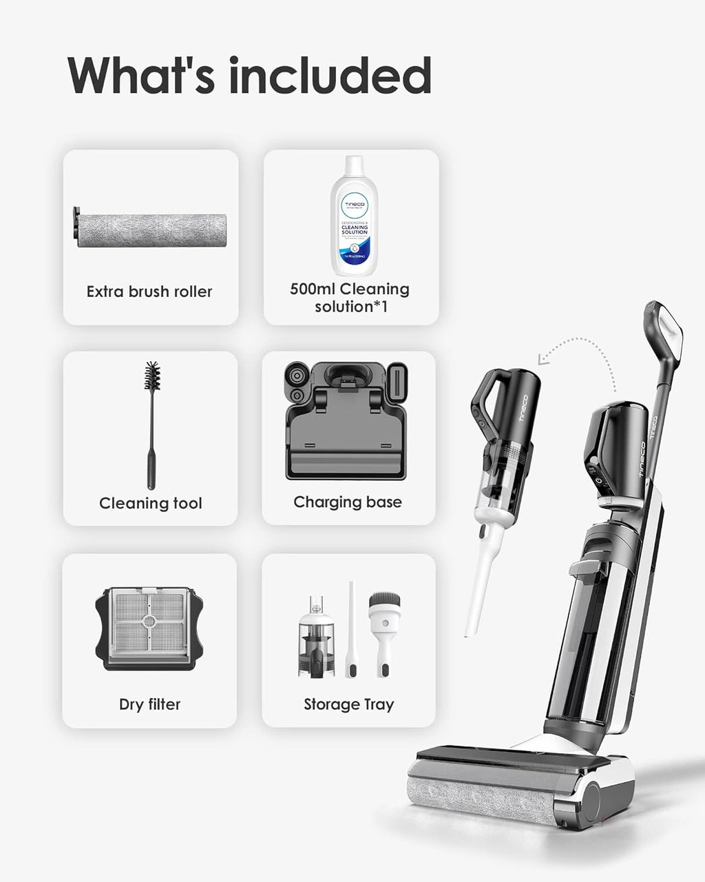 Tineco iFLOOR 5 Breeze Complete Wet Dry Vacuum Cordless Floor Washer, One-Step Cleaning for Hard Floors, Edge Clean, Auto Self-Cleaning, Lightweight & Cordless Design
