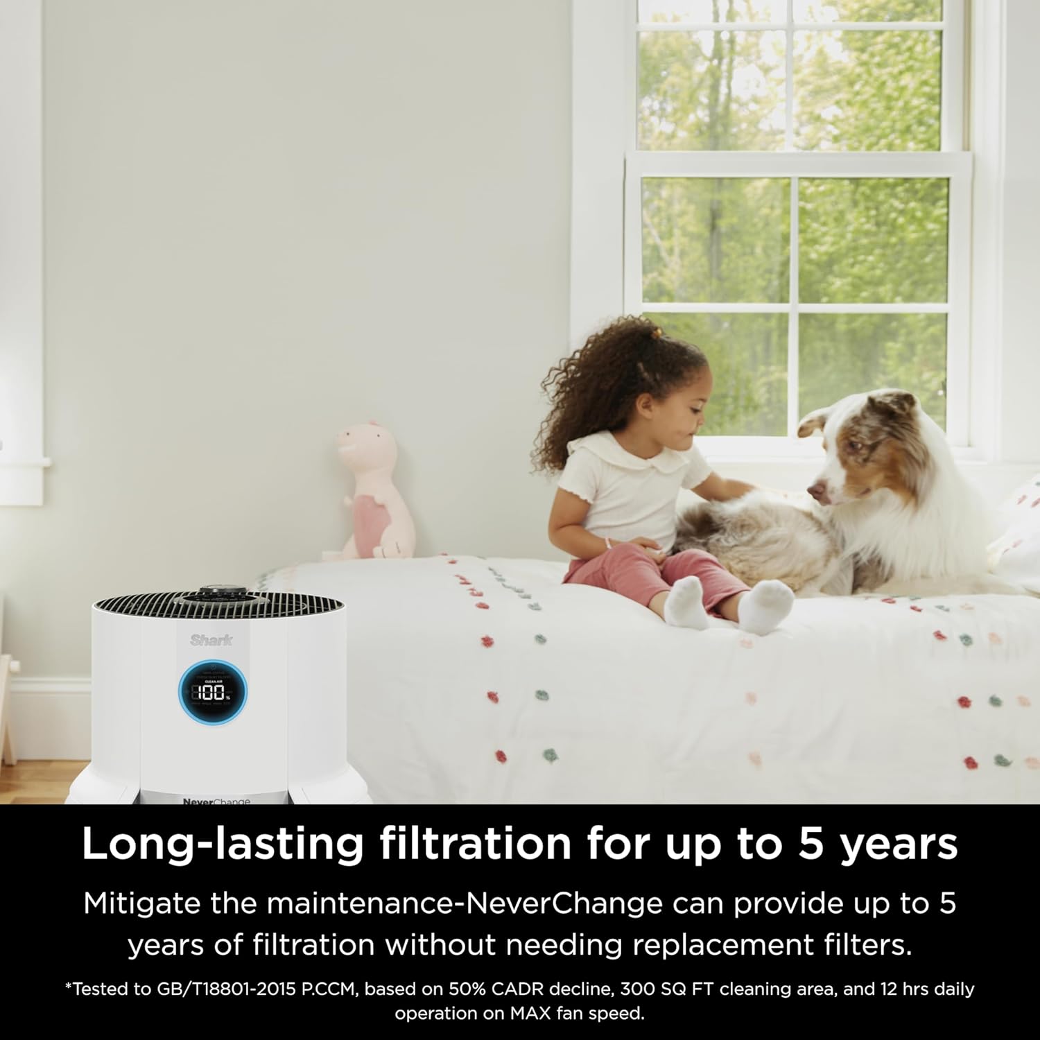 Shark Air Purifiers for Home Large Room with NeverChange Air Filter, 5 Year HEPA Filter, Covers 650 Sq. ft, Odor Neutralizer and Clean Sense Technology, Removes 99.98% of Dust & Allergens, HP152