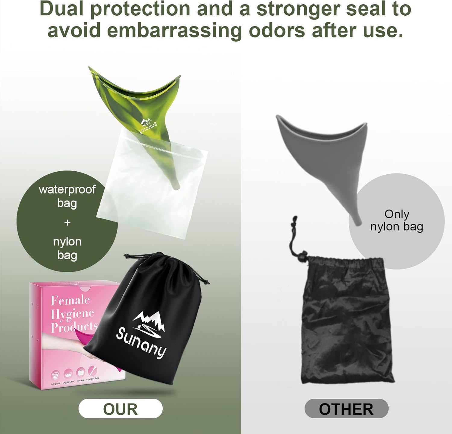Female Urination Device,Reusable Silicone Female Urinal Foolproof Women Pee Funnel Allows Women to Pee Standing Up,Women's Urinal with Drawstring Bags is The Perfect Companion for Travel and Outdoor