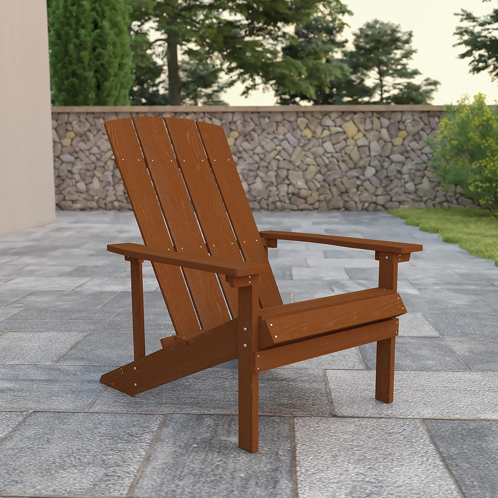 Flash Furniture Charlestown Commercial Grade Indoor/Outdoor Adirondack Chair, Weather Resistant Durable Poly Resin Deck and Patio Seating, Green