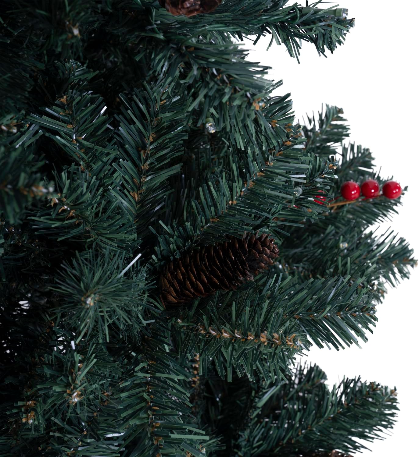 Naomi Home 6.5ft Rustic Christmas Tree with Lights, Realistic Classic Prelit with 2595 Branch Tips, 600 Warm Lights and Metal Stand, Aritificial Tree