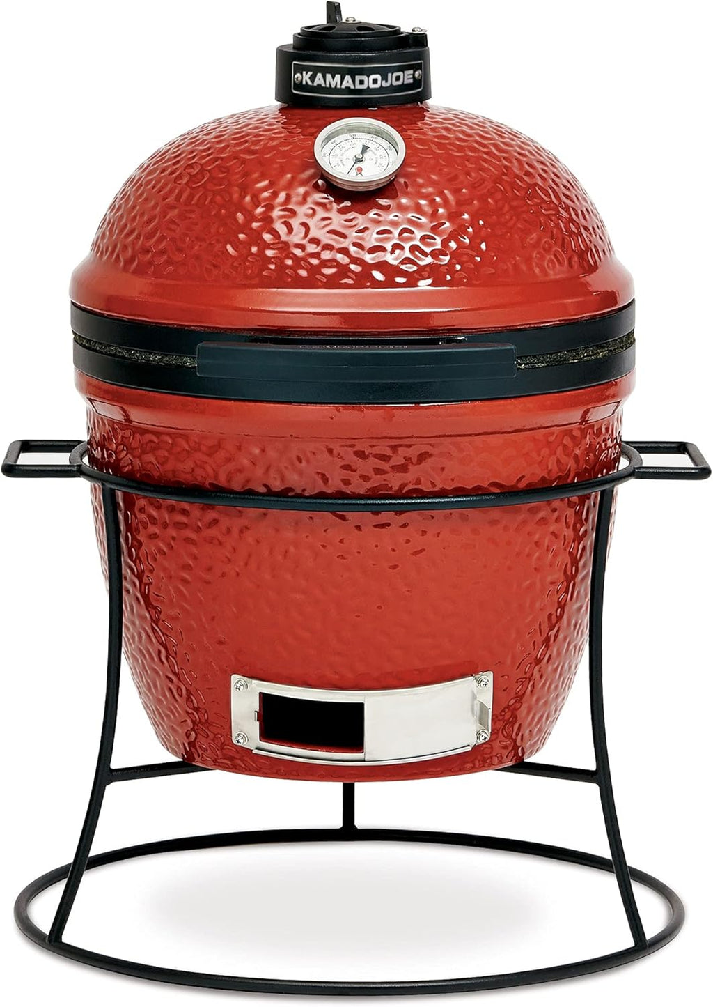Kamado Joe Joe Jr 13.5-inch Portable Ceramic Charcoal Grill with Grill Stand, Stainless Steel Cooking Grate, Heat Deflectors and Ash Tool in Red, Model KJ13RH