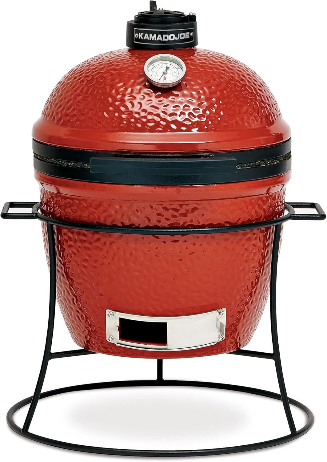 Kamado Joe Joe Jr 13.5-inch Portable Ceramic Charcoal Grill with Grill Stand, Stainless Steel Cooking Grate, Heat Deflectors and Ash Tool in Red, Model KJ13RH