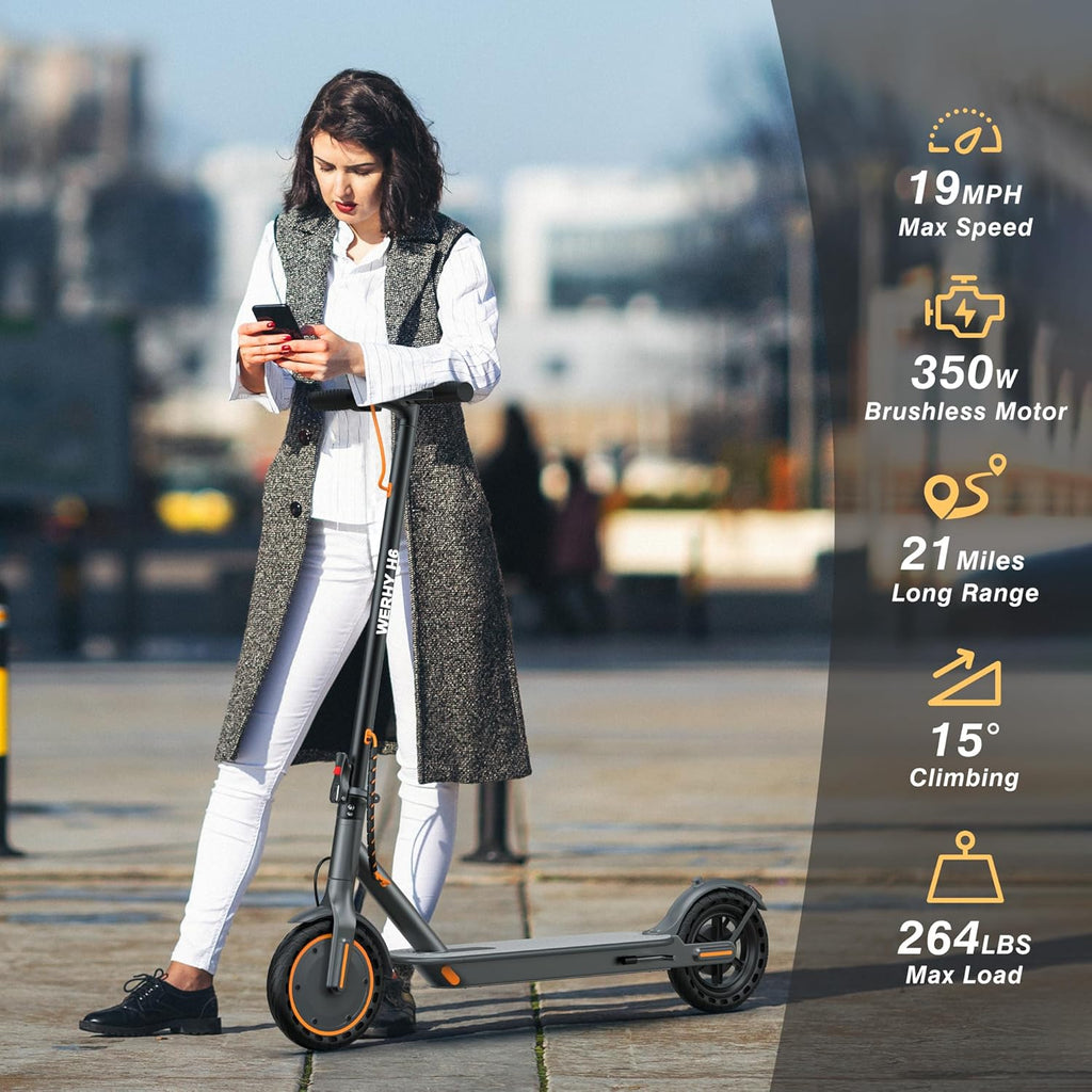 WERHY Electric Scooter, 350W/500W Motor, Top Speed 19/22 mph, Max 16/23/28Miles Ranges, Foldable E Scooter for Adults