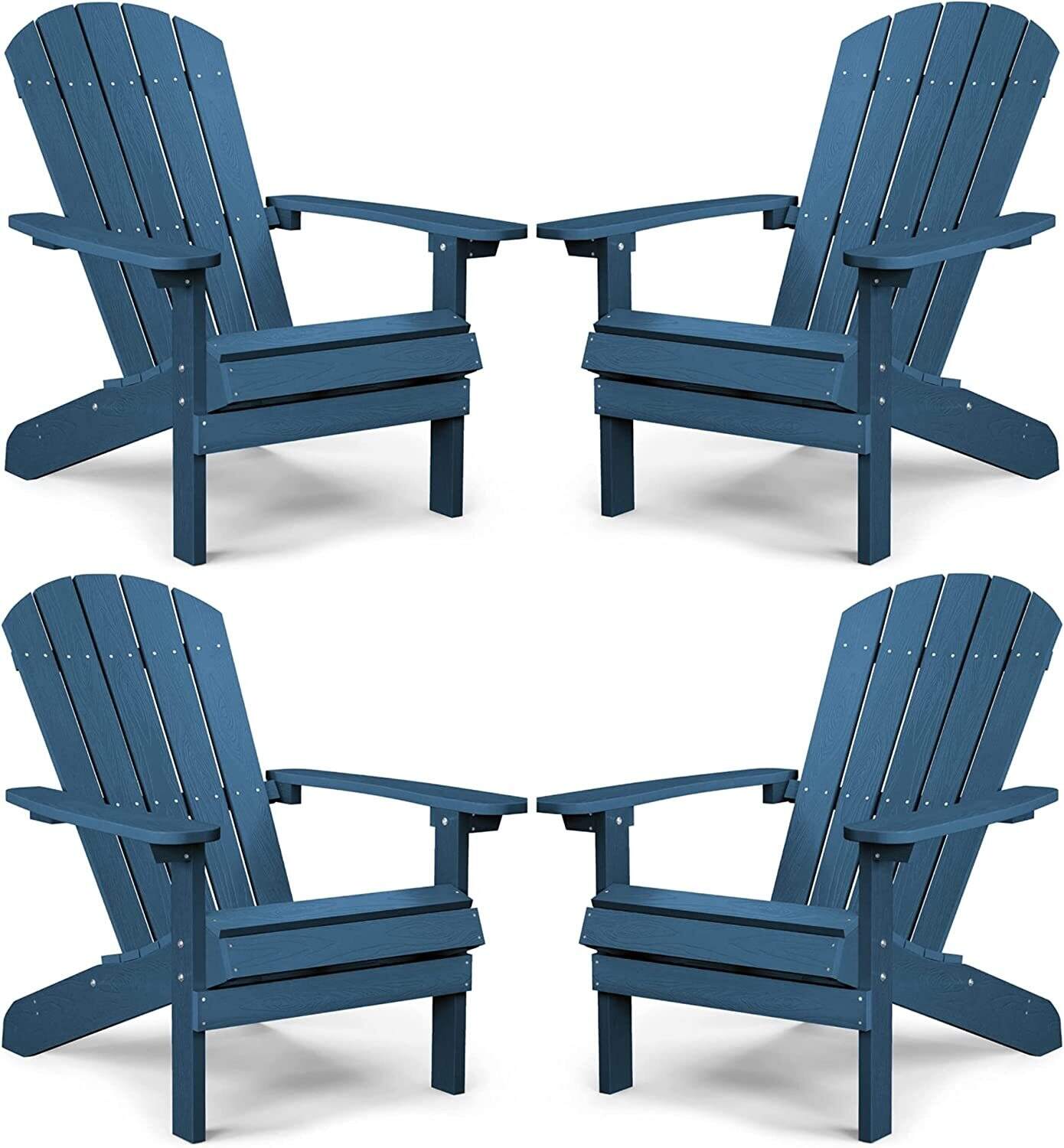 Weather Resistant Blue Recycled Plastic Outdoor Patio Chair (Set of 4)