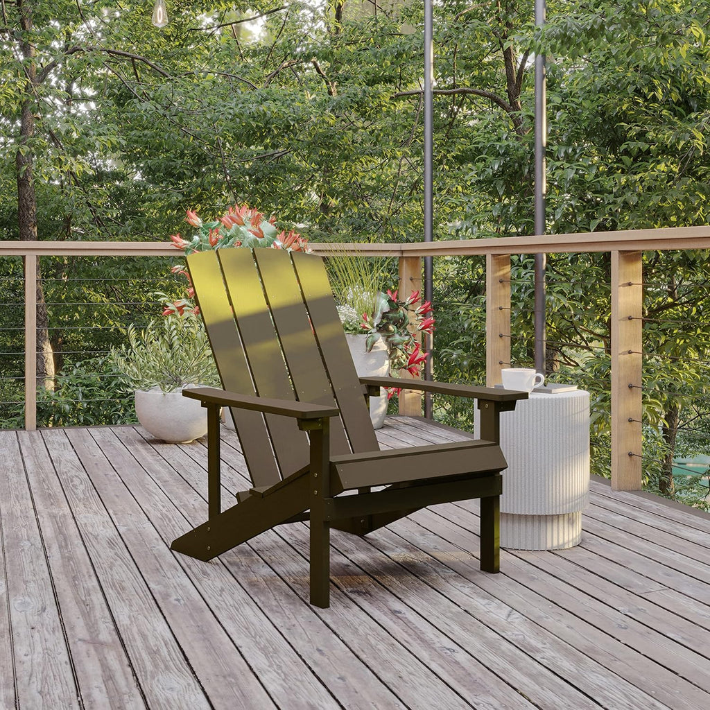 Flash Furniture Charlestown Commercial Grade Indoor/Outdoor Adirondack Chair, Weather Resistant Durable Poly Resin Deck and Patio Seating, Green