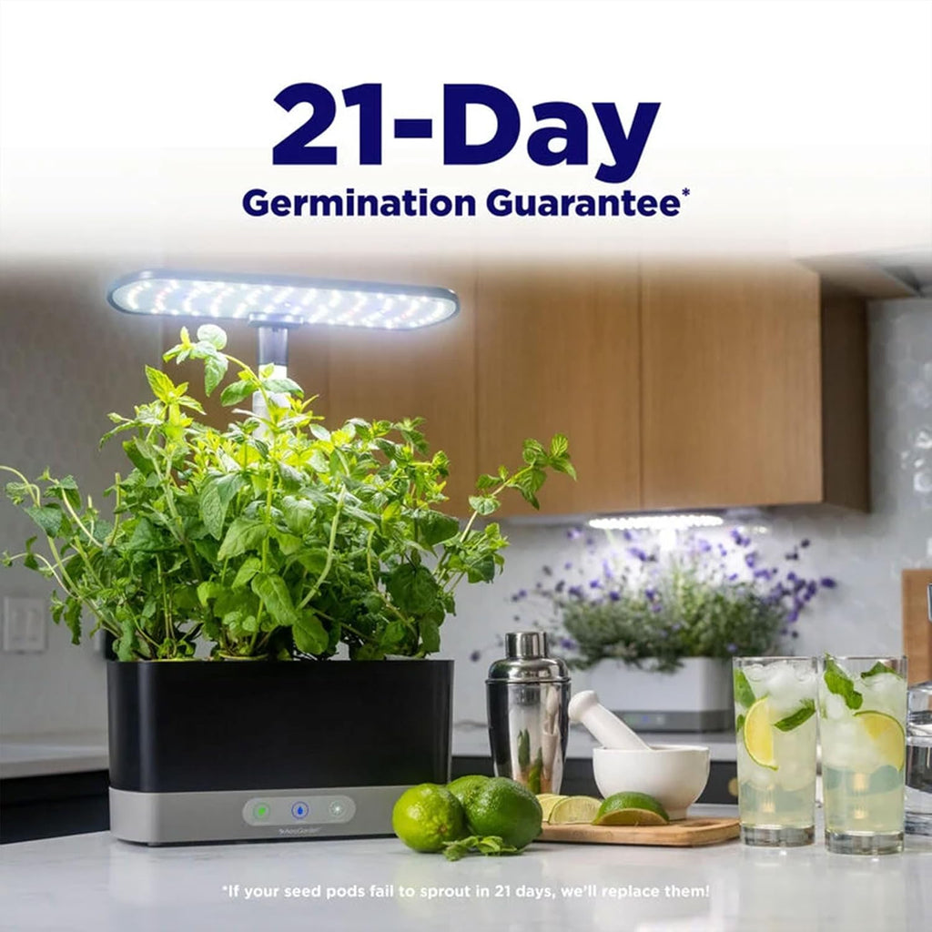 AeroGarden Harvest with Gourmet Herb Seed Pod Kit - Hydroponic Indoor Garden, Black