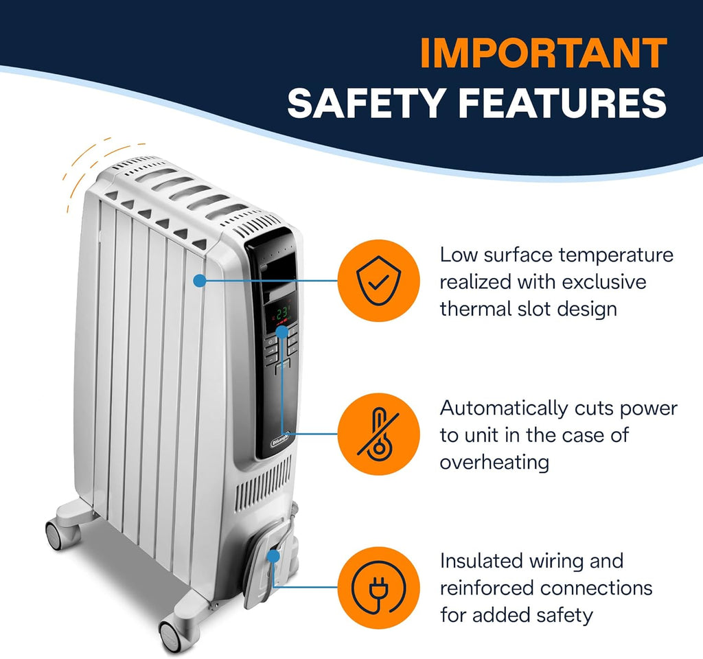 De'Longhi Dragon Digital Oil Filled Radiator Heater, 1500W Electric Space Heater for indoor use, programmable timer, Energy Saving, full room heater with safety features TRD40615E