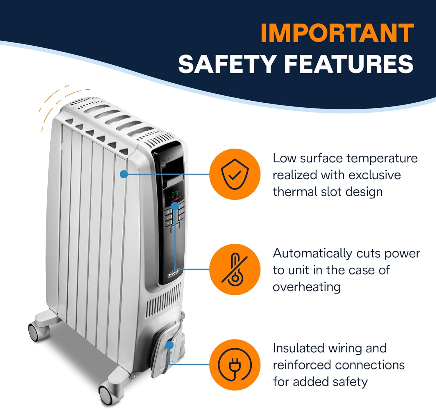De'Longhi Dragon Digital Oil Filled Radiator Heater, 1500W Electric Space Heater for indoor use, programmable timer, Energy Saving, full room heater with safety features TRD40615E