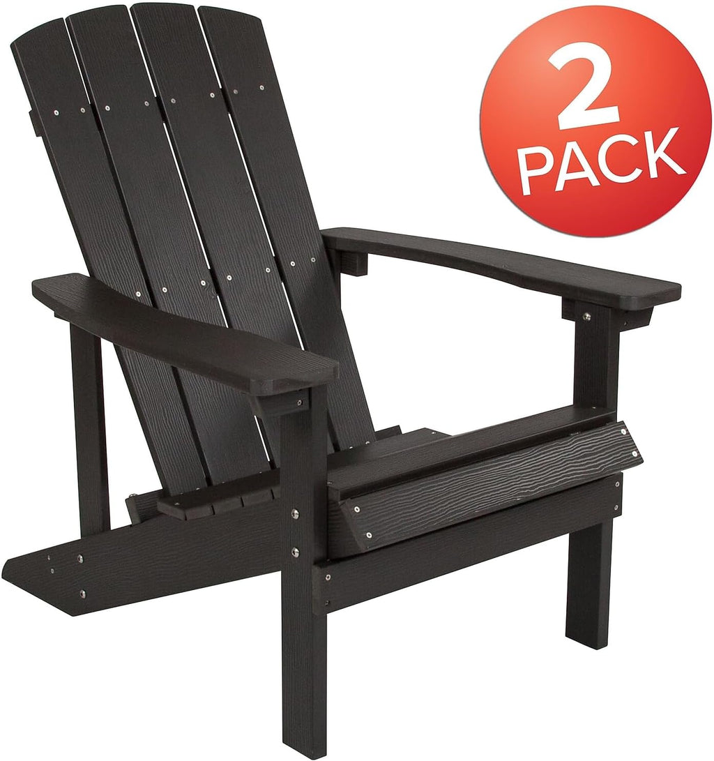 Flash Furniture Charlestown Commercial Grade Indoor/Outdoor Adirondack Chair, Weather Resistant Durable Poly Resin Deck and Patio Seating, Green