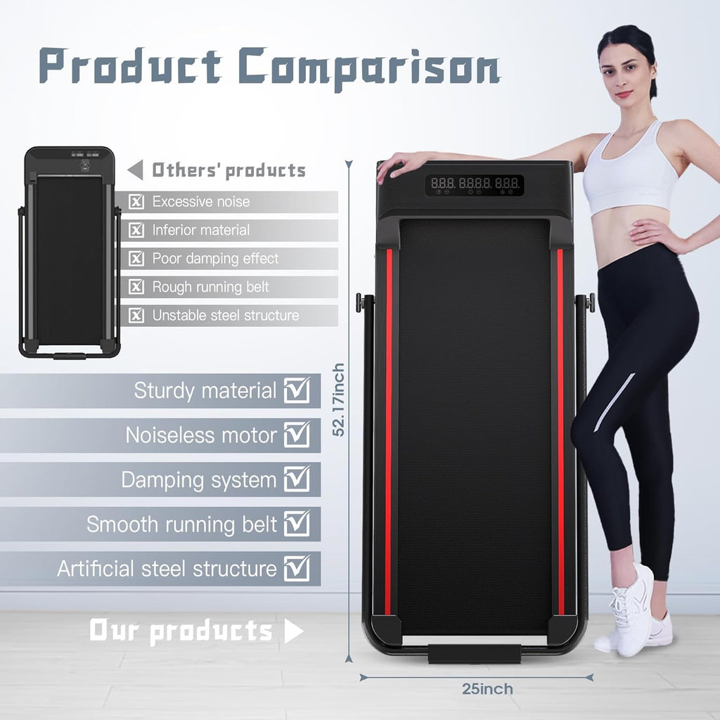 Sperax Treadmill-Walking Pad-Under Desk Treadmill-3 in 1 Folding Treadmill-Treadmills for Home-Black Red
