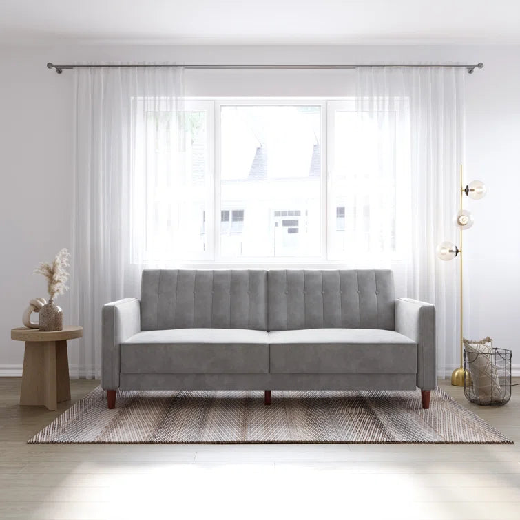 Perdue 81.5" Velvet Square Arm Convertible Sofa