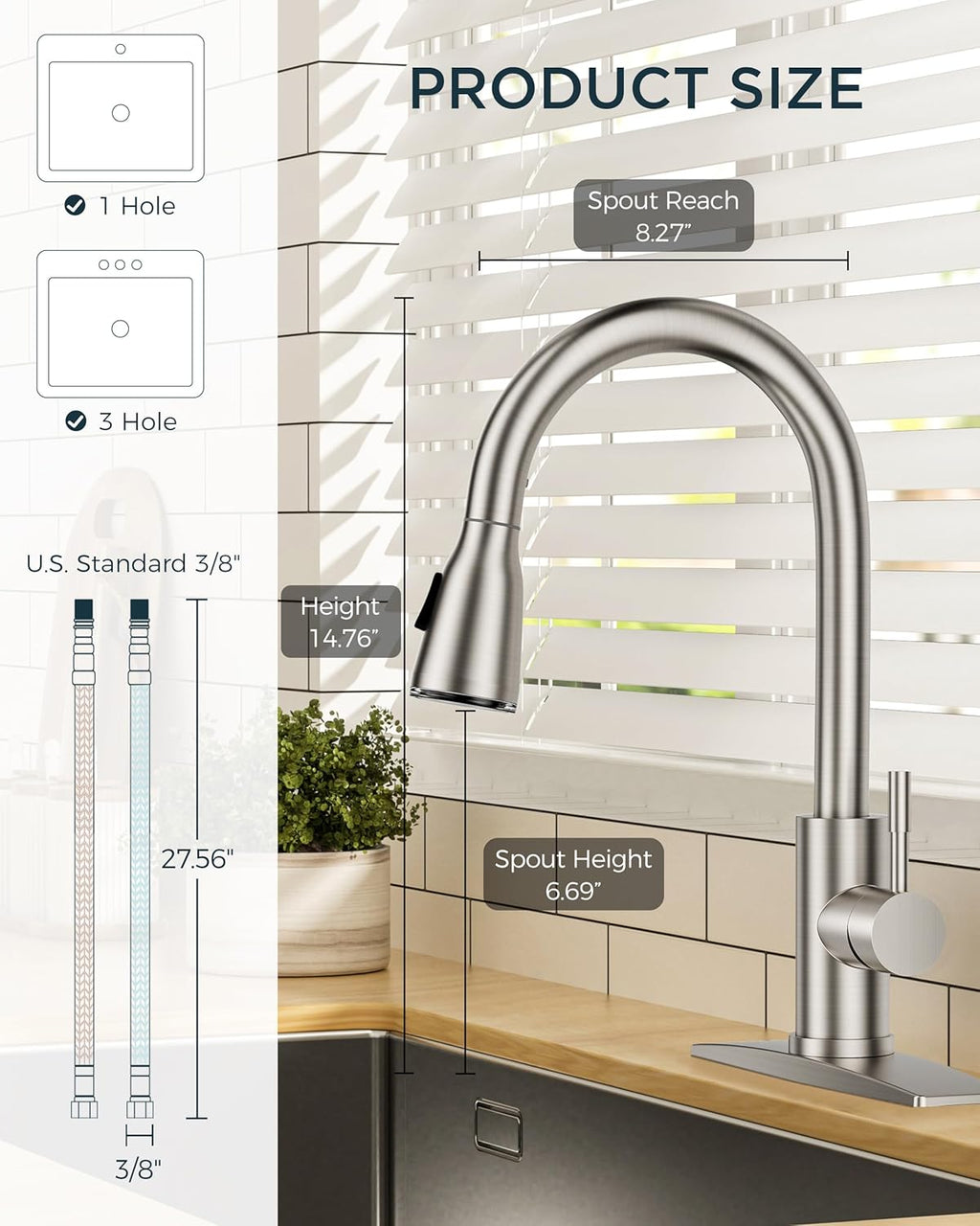 FORIOUS Touchless Kitchen Faucets, Brushed Nickel Kitchen Faucet with Pull Down Sprayer, Single Handle Smart Motion Sensor Kitchen Sink Faucet,Contemporary Hands-Free Sink Faucet for Farmhouse Laundry