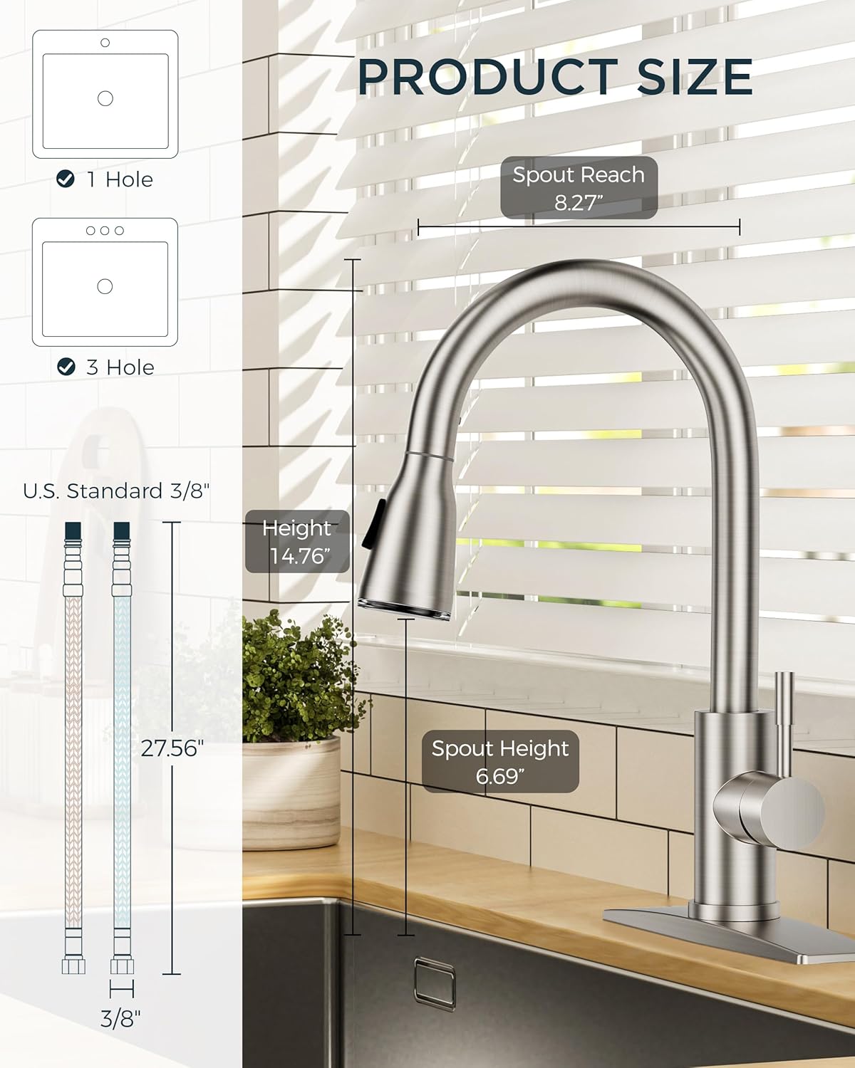FORIOUS Touchless Kitchen Faucets, Brushed Nickel Kitchen Faucet with Pull Down Sprayer, Single Handle Smart Motion Sensor Kitchen Sink Faucet,Contemporary Hands-Free Sink Faucet for Farmhouse Laundry