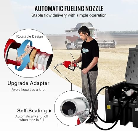 VEVOR Portable Diesel Carry Tank Fuel Caddy 58 Gallon + 12V Transfer Pump